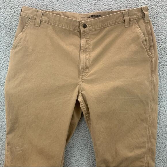 Carhartt Relaxed Fit Twill 5-Pocket Work Dark Khaki Pants Men's   -  Size:   42 - Picture 2 of 16